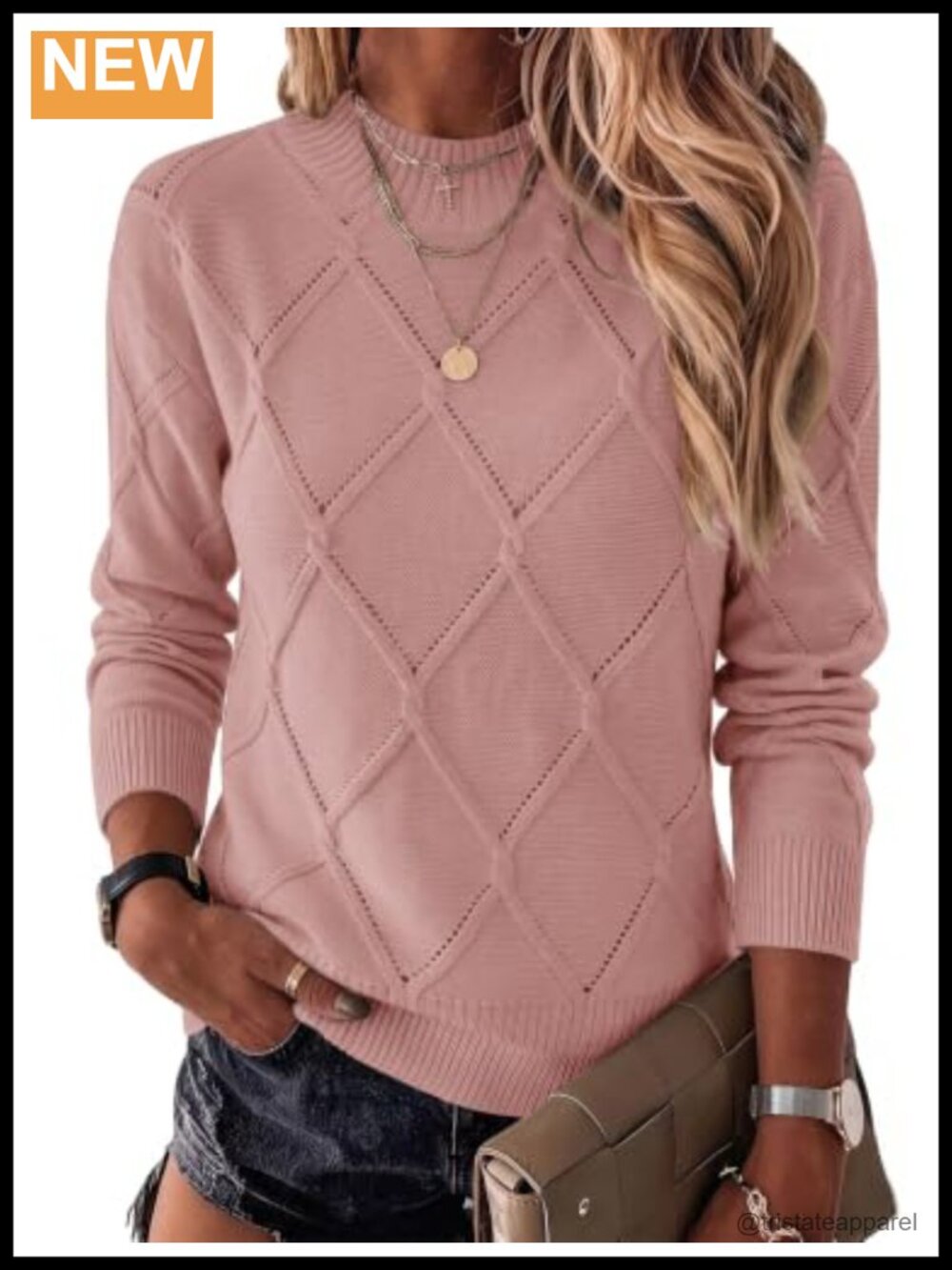 RICHSTORY Women's Long Sleeve Sweater Pullover Crew Neck Hollow Out Knit
